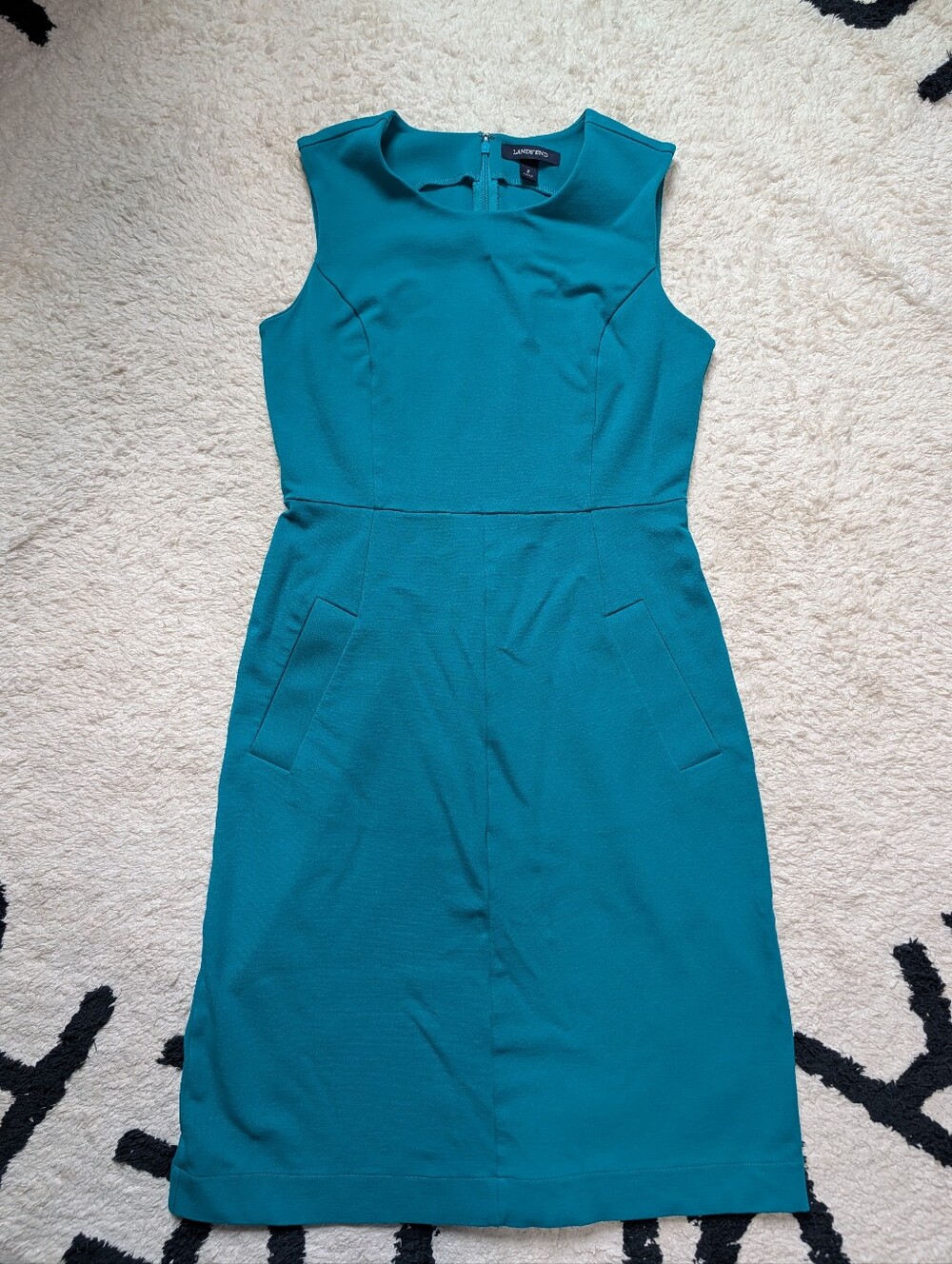 Lands End Teal Blue Sleeveless Dress